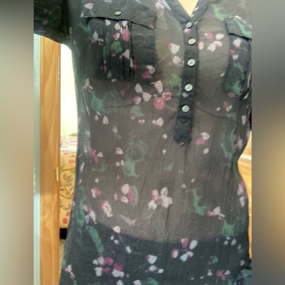 Eddie Bauer Flower Patterned Half Button-Down - image 3